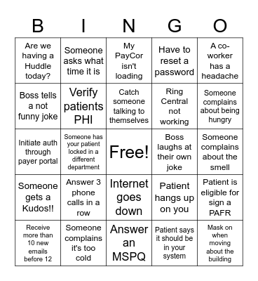 GETIX HEALTH Bingo Card