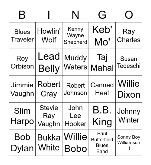 B L U E S Bingo Card
