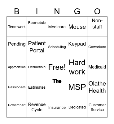 Patient Access Bingo Card