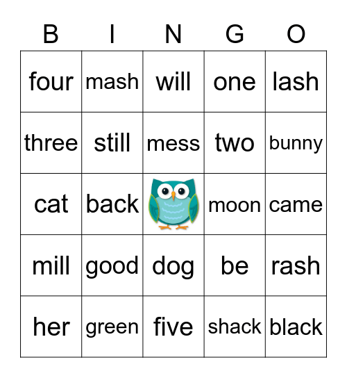 Kindergarten Bingo Card