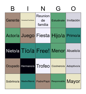 La Familia Bingo Card