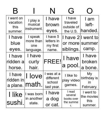 GET-TO-KNOW-YOU BINGO Card