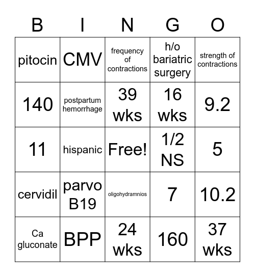 OB Bingo Card