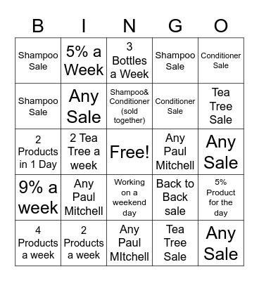 Paul Mitchell Bingo Card