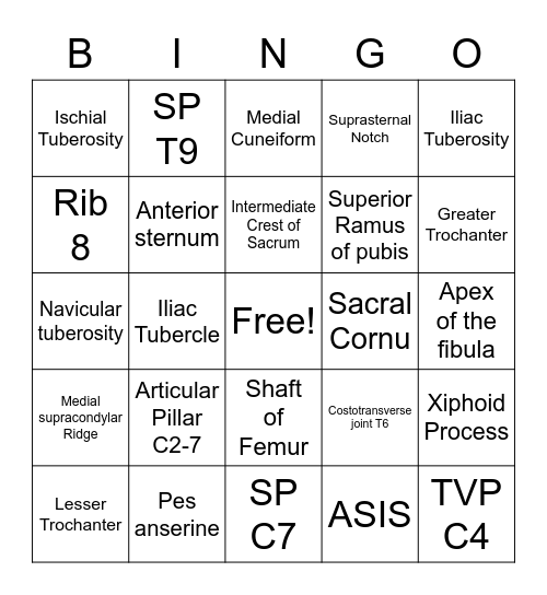 MSA Lab II Bingo Card
