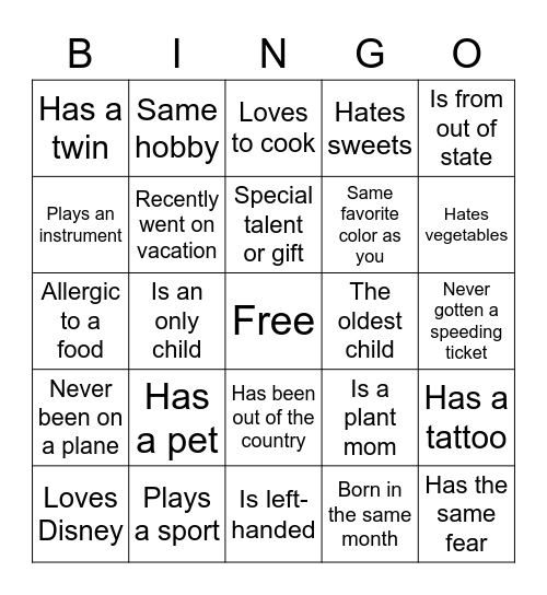 People Bingo 🥳 Bingo Card