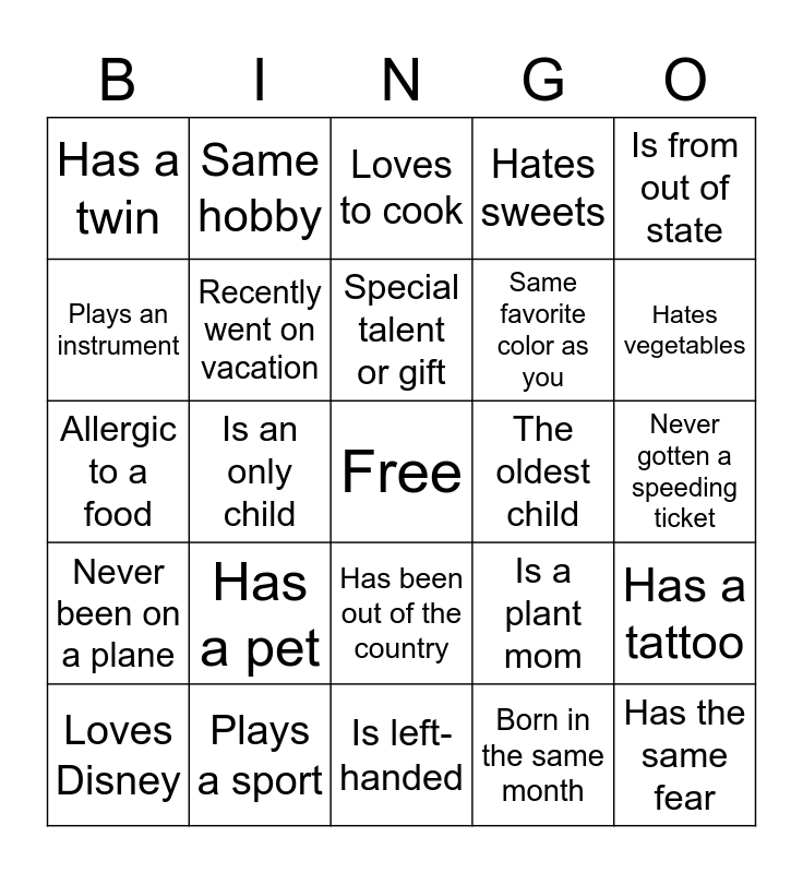 People Bingo 🥳 Bingo Card