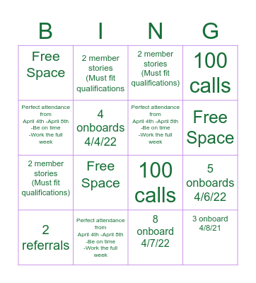 Spring Bling Week Bingo Card
