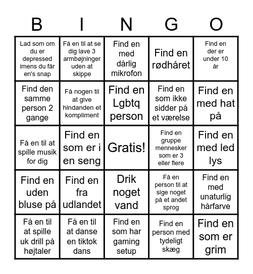 Ome.tv bingo Card