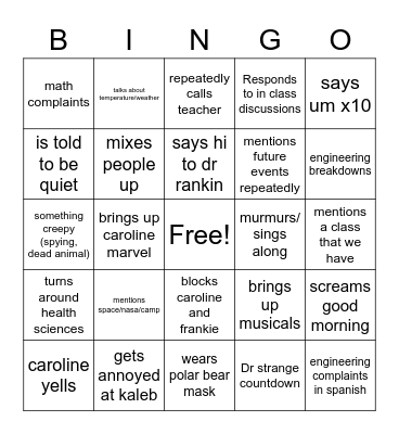 Ilana Bingo Card