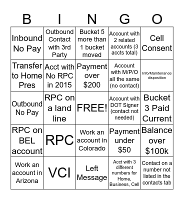 Late Night Bingo Card