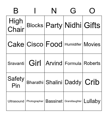 Shailja Bingo Card