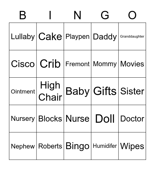 S & A Bingo Card