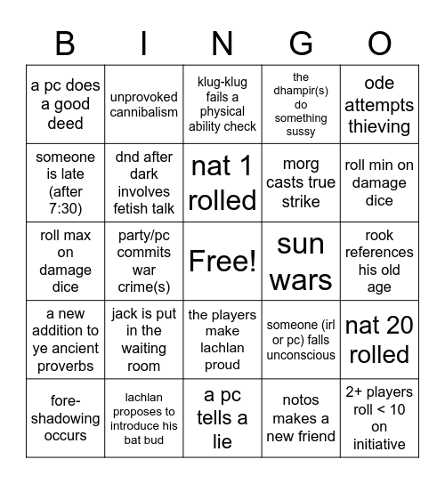 dead kings bingo Card