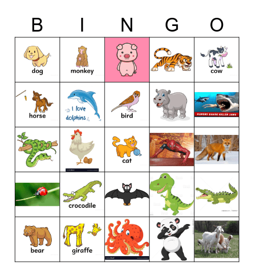 Animals Bingo Card