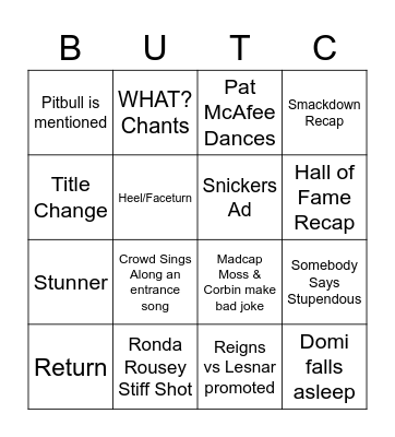 Wrestlemania 38 Night One Bingo Card