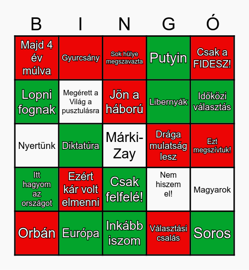 Választás 2022 Magyarország Bingo Card