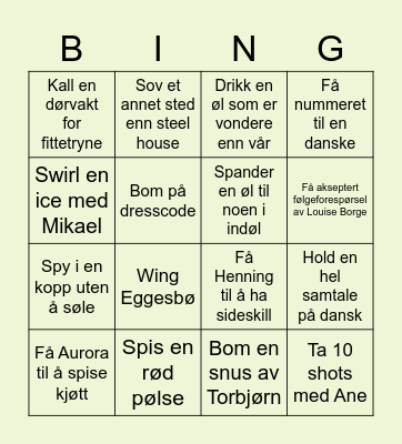 INDØL I KØBEN Bingo Card