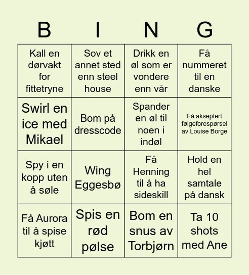 INDØL I KØBEN Bingo Card