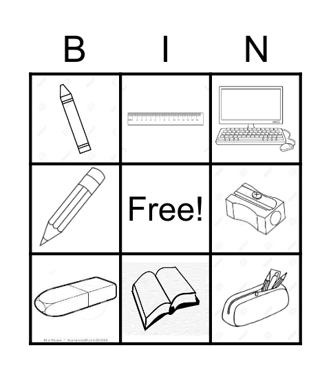 CLASSROOM OBJECTS Bingo Card