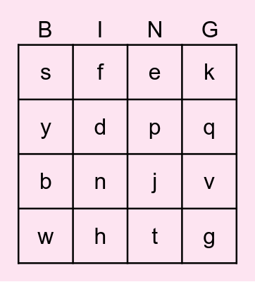 Alphabet Bingo Card