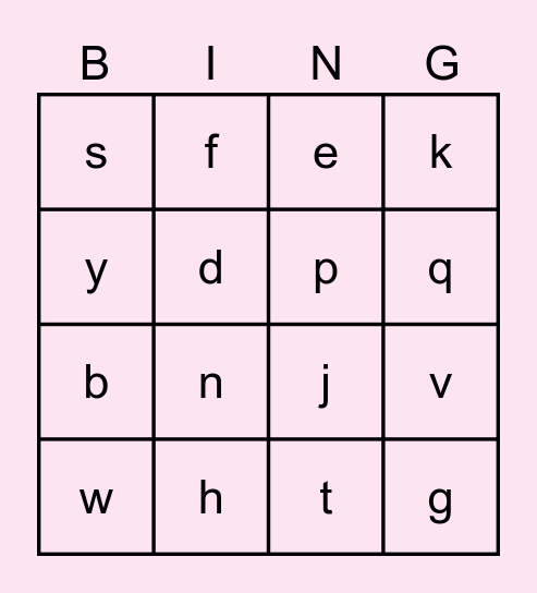 Alphabet Bingo Card