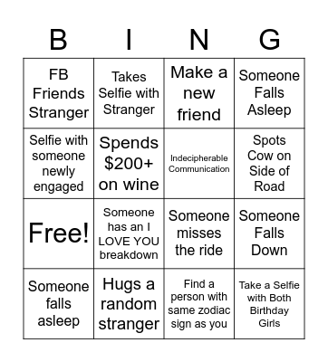 S+L Birthday Bingo Card