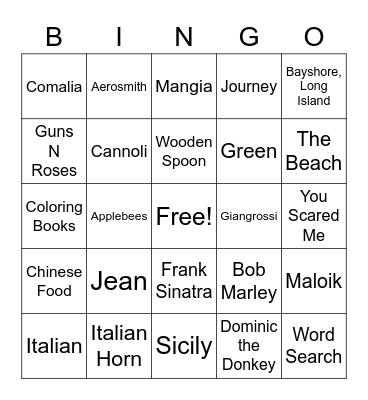 Jean Bingo Card