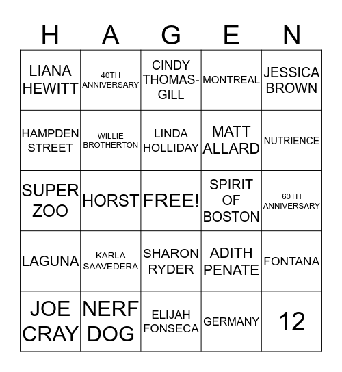 40TH ANNIVERSARY BINGO Card