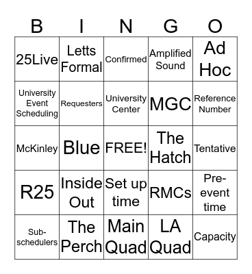 25Live Bingo Card