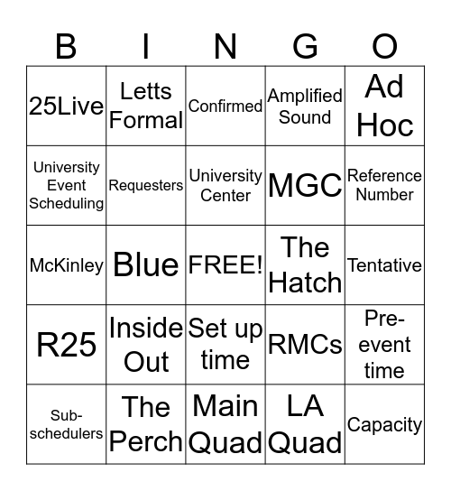 25Live Bingo Card