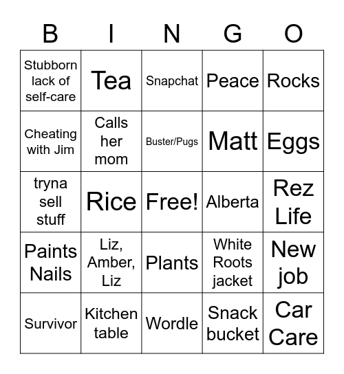 Maddy Bingo Card