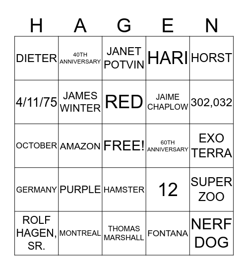 40TH ANNIVERSARY BINGO Card