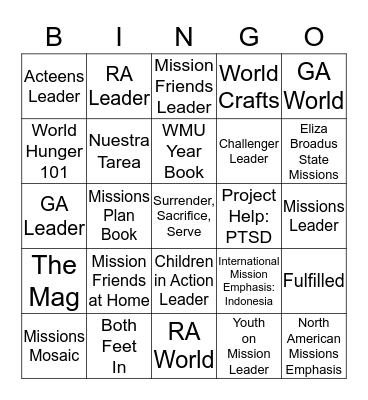 2015-16 Kentucky WMU Bingo Card