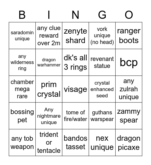 Big Chill Bingo Card