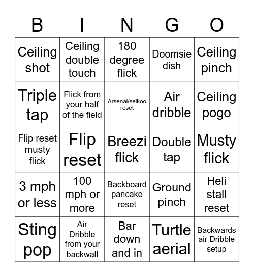 Thrusty Rocket League Bingo Card