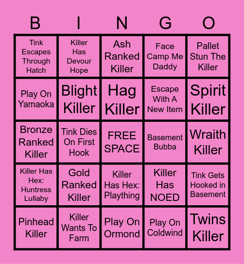 Tink's Dead By Bingo! Bingo Card