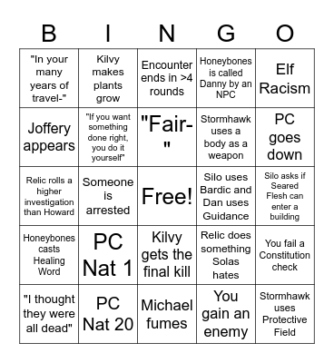 Howard Bingo Card