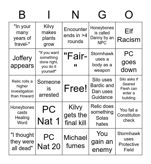 Howard Bingo Card