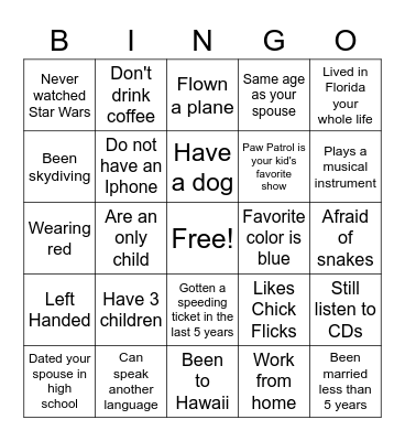 Building Life Together Bingo Card