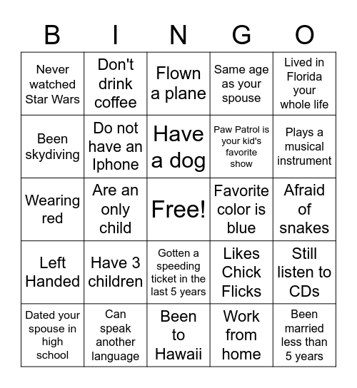Building Life Together Bingo Card