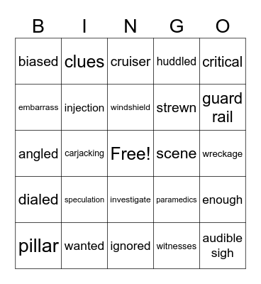 The Extra Body Bingo Card
