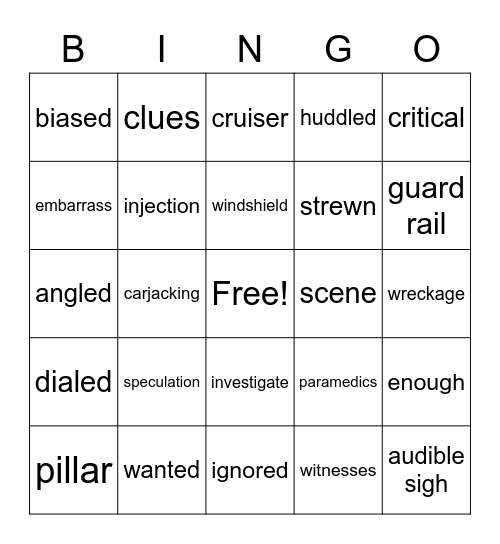 The Extra Body Bingo Card