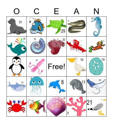 Ocean Bingo Card