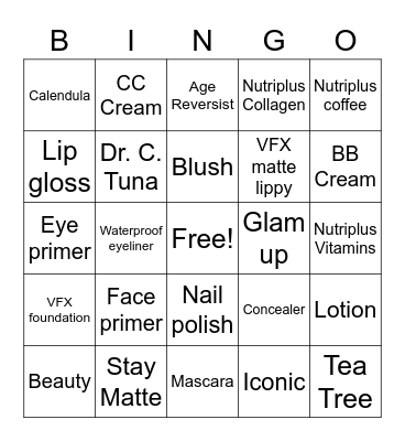 Farmasi Bingo Card