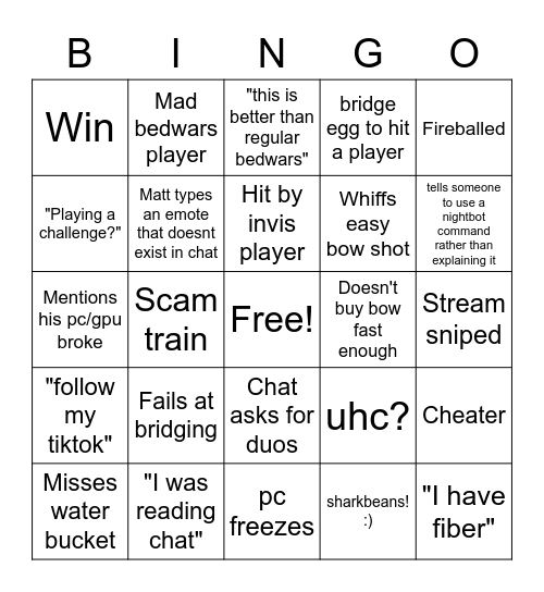 Scotteh Can't Touch This Bingo Card