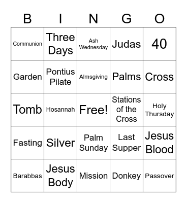 LENT & HOLY WEEK Bingo Card