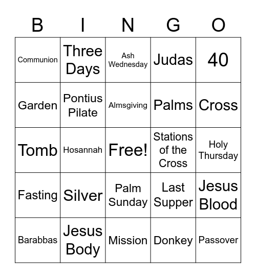 LENT & HOLY WEEK Bingo Card