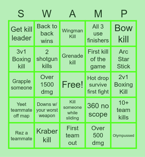 Maid Shrek uWu Apex Bingo! Bingo Card