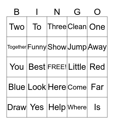 K-3 sight words 1 Bingo Card